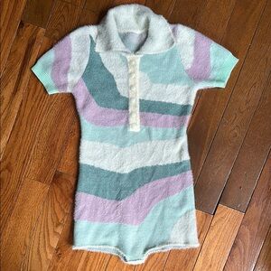 Striped Knit Polo Romper